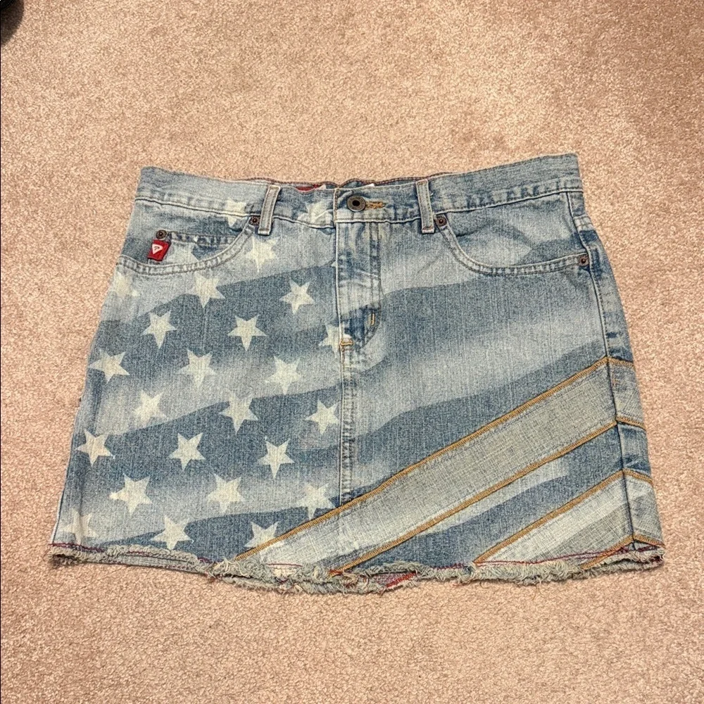 Guess vintage Denim Star-Patterned Skirt size 28